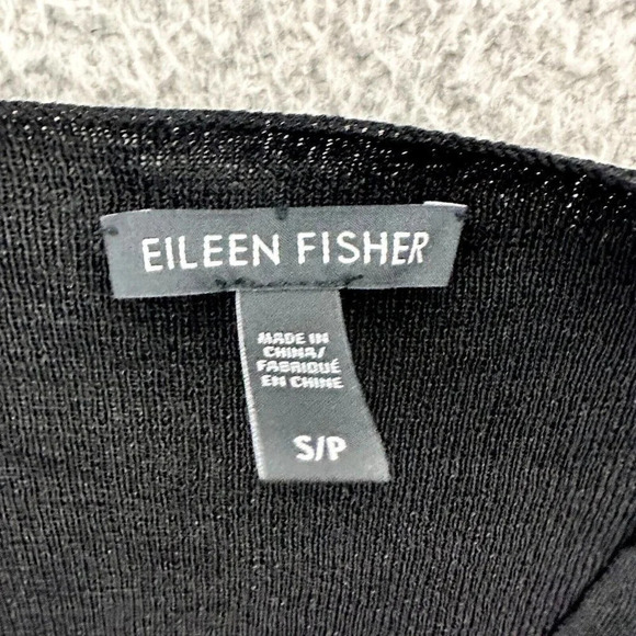 Eileen Fisher Sweater size Small V Neck Georgette Crepe Lightweight Shimmer - Picture 3 of 16